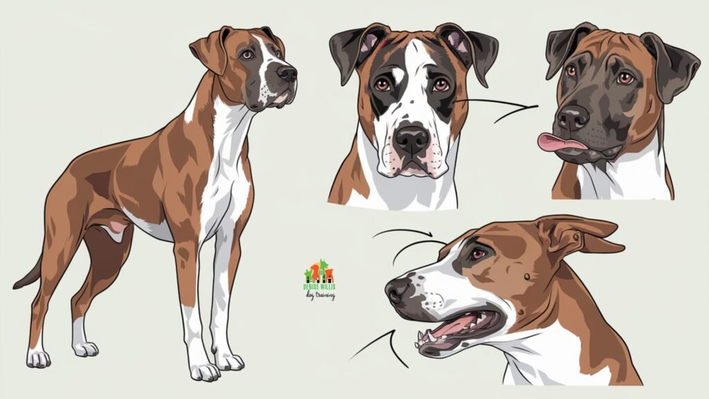 Vector illustration showing four stages of dog body language during resource guarding