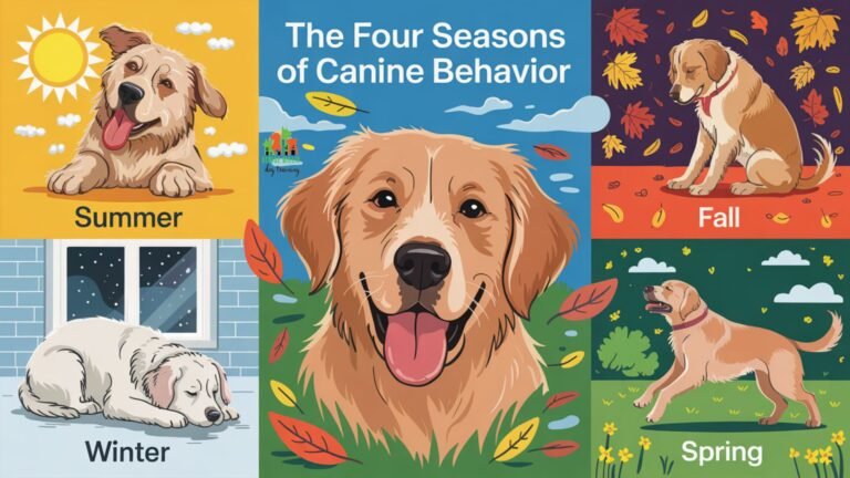 Illustration showing how seasonal changes on dog aggression manifest throughout the year